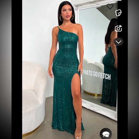 Green Sequin Formal Dress - Picture 3 of 3